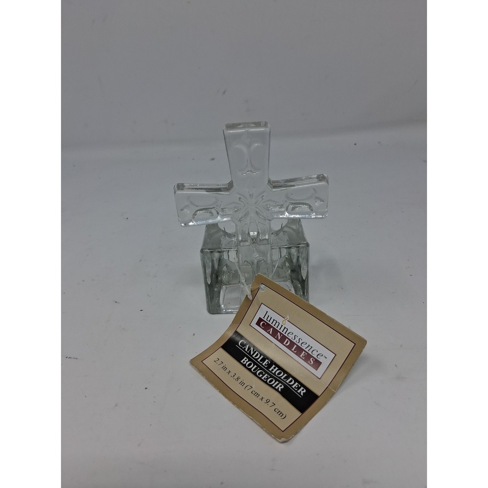 Glass Cross Votive Tea Candle Holder. A